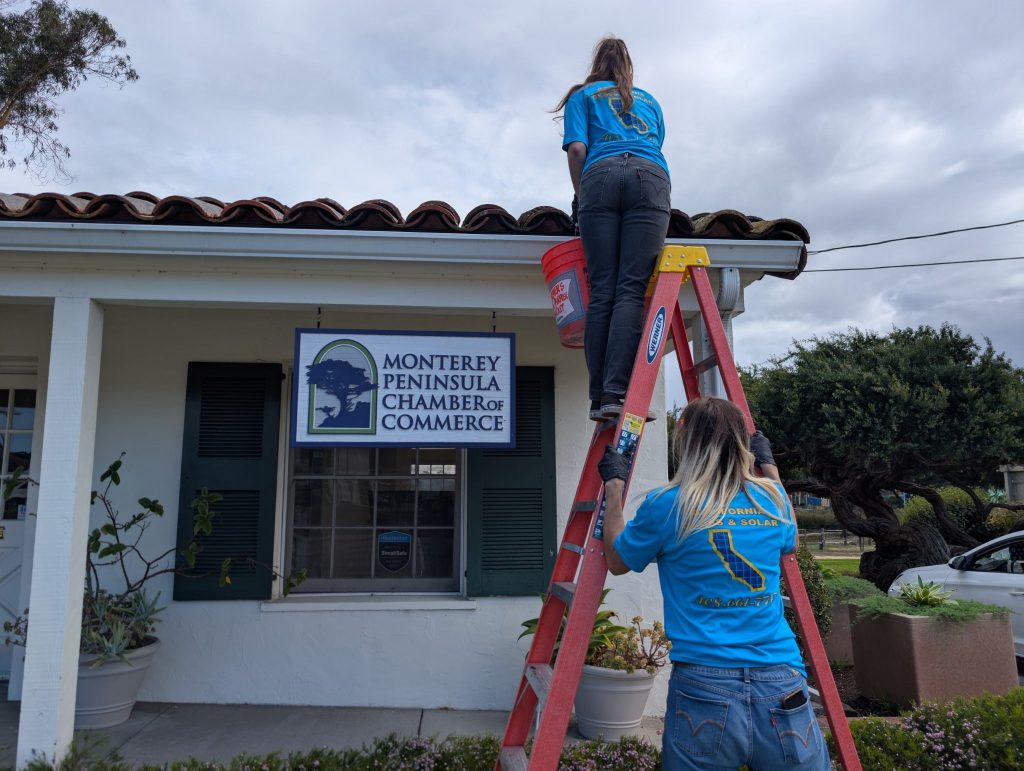 Gutter cleaning at the Monterey Peninsula Chamber of Commerce