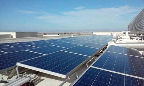 Cleaned solar panels on a commercial rooftop