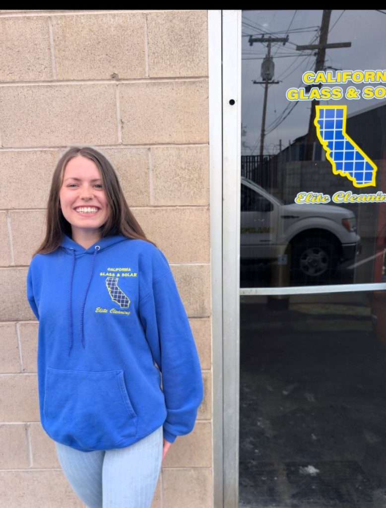 California Glass and Solar team member wearing the company hoodie